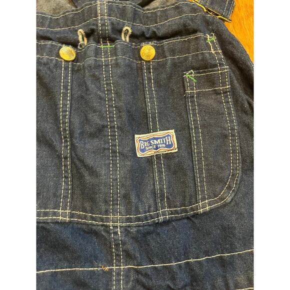 Big Smith Rigid Bib Overalls Men 46x32 Dark Blue Jean Denim Carpenter USA-NOS - Picture 5 of 5